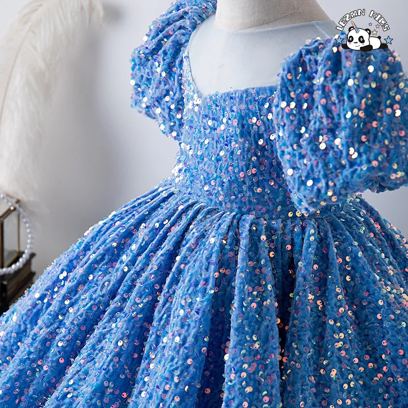 LEZONKIDS - custom kids clothing children Pageant Wedding birthday Party dress sequined Princess Long Ball Gown flower girls' dresses